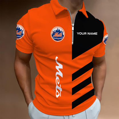 LIMITED EDITION - NEW CUSTOMIZED MLB17 NYM NEW YORK METS ZIP POLO SHIRT