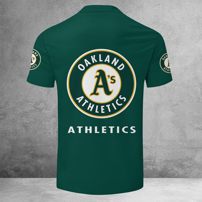 LIMITED EDITION - NEW CUSTOMIZED MLB23 OAS OAKLAND ATHLETICS ZIP POLO SHIRT