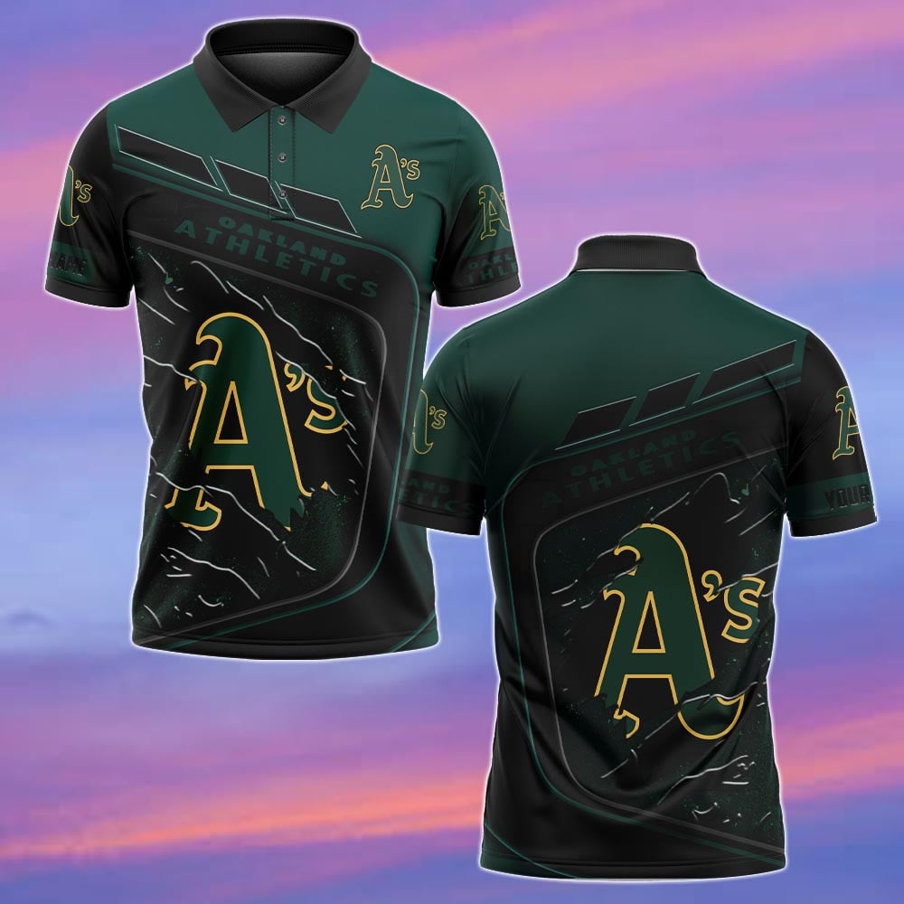 LIMITED EDITION - NEW CUSTOMIZED MLB23 OAS OAKLAND ATHLETICS POLO SHIRT