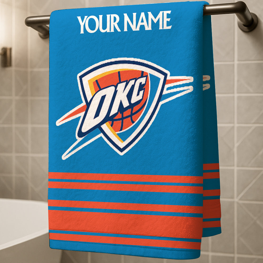 LIMITED EDITION - NEW CUSTOMIZED NBA01 OC OKLAHOMA CITY THUNDER BEACH & BATH TOWEL