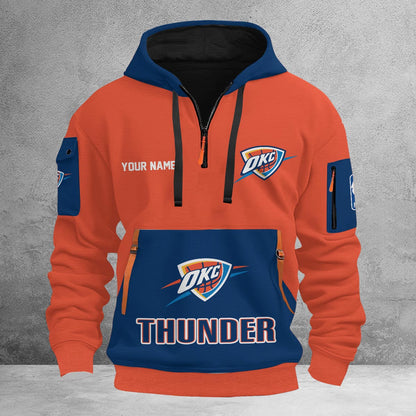 LIMITED EDITION - NEW CUSTOMIZED NBA01 OC OKLAHOMA CITY THUNDER QUARTER ZIP HOODIE