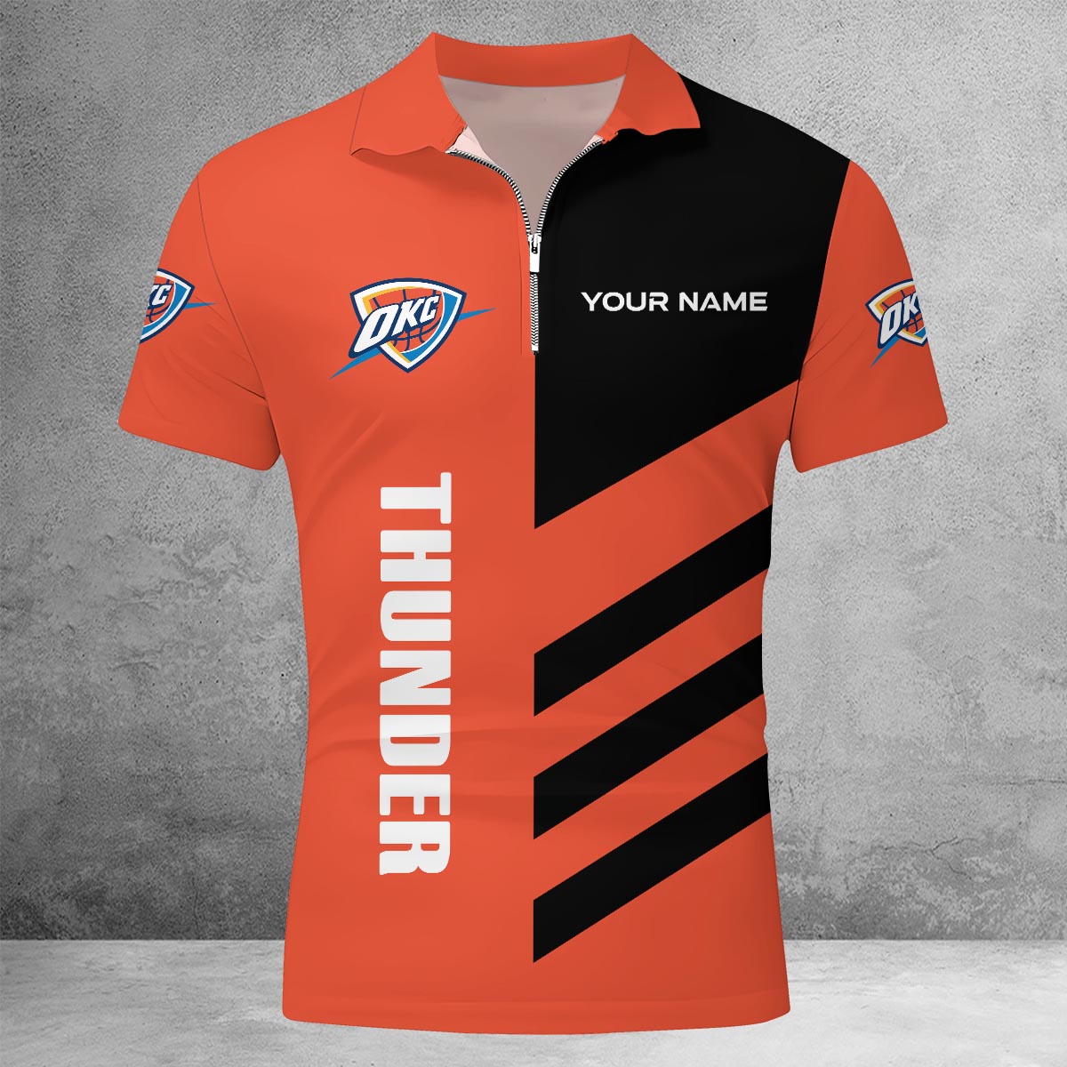 LIMITED EDITION - NEW CUSTOMIZED NBA01 OC OKLAHOMA CITY THUNDER ZIP POLO SHIRT