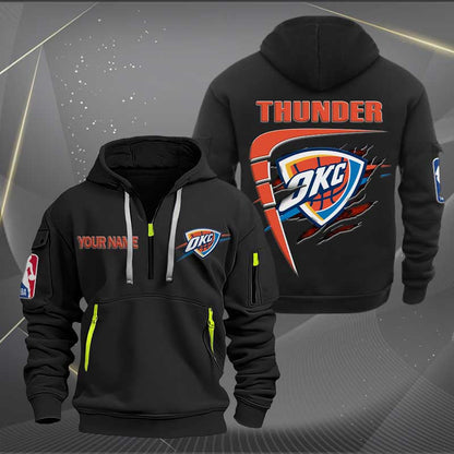 LIMITED EDITION - NEW CUSTOMIZED NBA01 OC OKLAHOMA CITY THUNDER QUARTER ZIP HOODIE