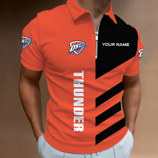 LIMITED EDITION - NEW CUSTOMIZED NBA01 OC OKLAHOMA CITY THUNDER ZIP POLO SHIRT