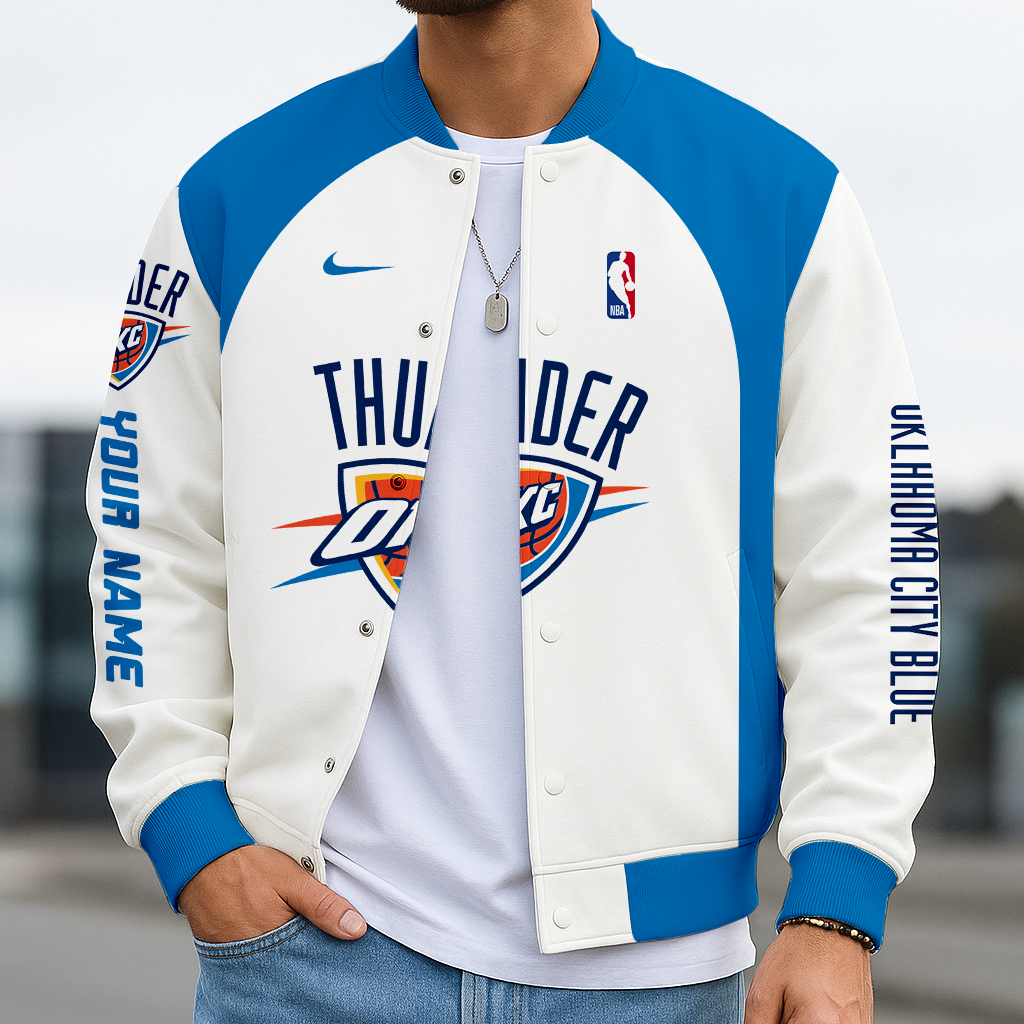 LIMITED EDITION - NEW CUSTOMIZED NBA01 OC OKLAHOMA CITY THUNDER BASEBALL JACKET
