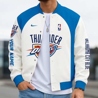 LIMITED EDITION - NEW CUSTOMIZED NBA01 OC OKLAHOMA CITY THUNDER BASEBALL JACKET