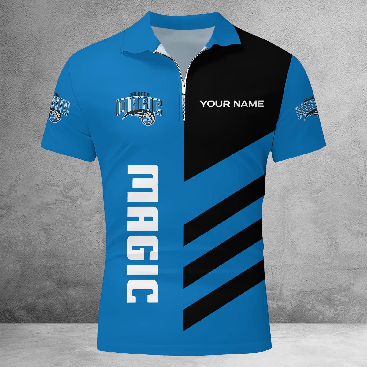 LIMITED EDITION - NEW CUSTOMIZED NBA15 OM ORLANDO MAGIC ZIP POLO SHIRT