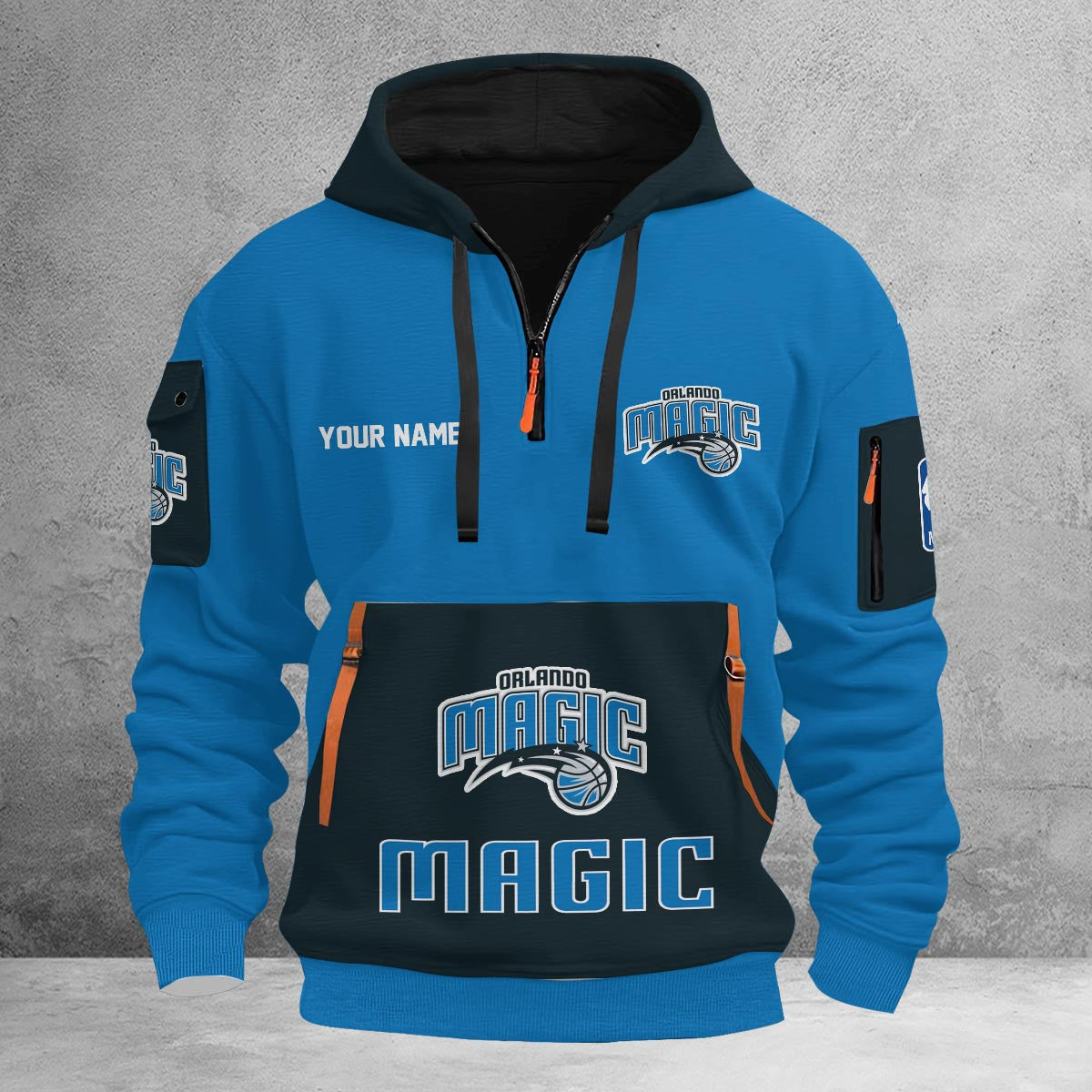 LIMITED EDITION - NEW CUSTOMIZED NBA15 OM ORLANDO MAGIC QUARTER ZIP HOODIE
