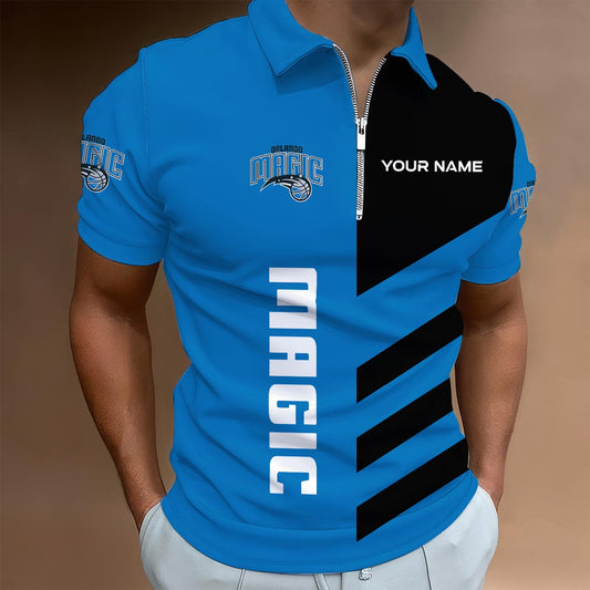 LIMITED EDITION - NEW CUSTOMIZED NBA15 OM ORLANDO MAGIC ZIP POLO SHIRT