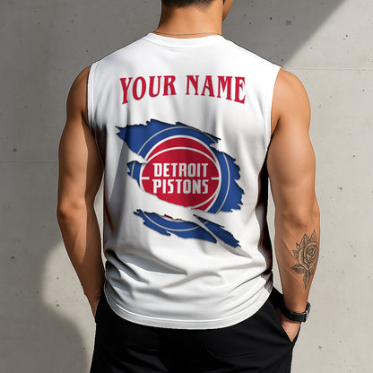 LIMITED EDITION - NEW CUSTOMIZED NBA14 DP DETROIT PISTONS TANKTOP & GYM SHIRT