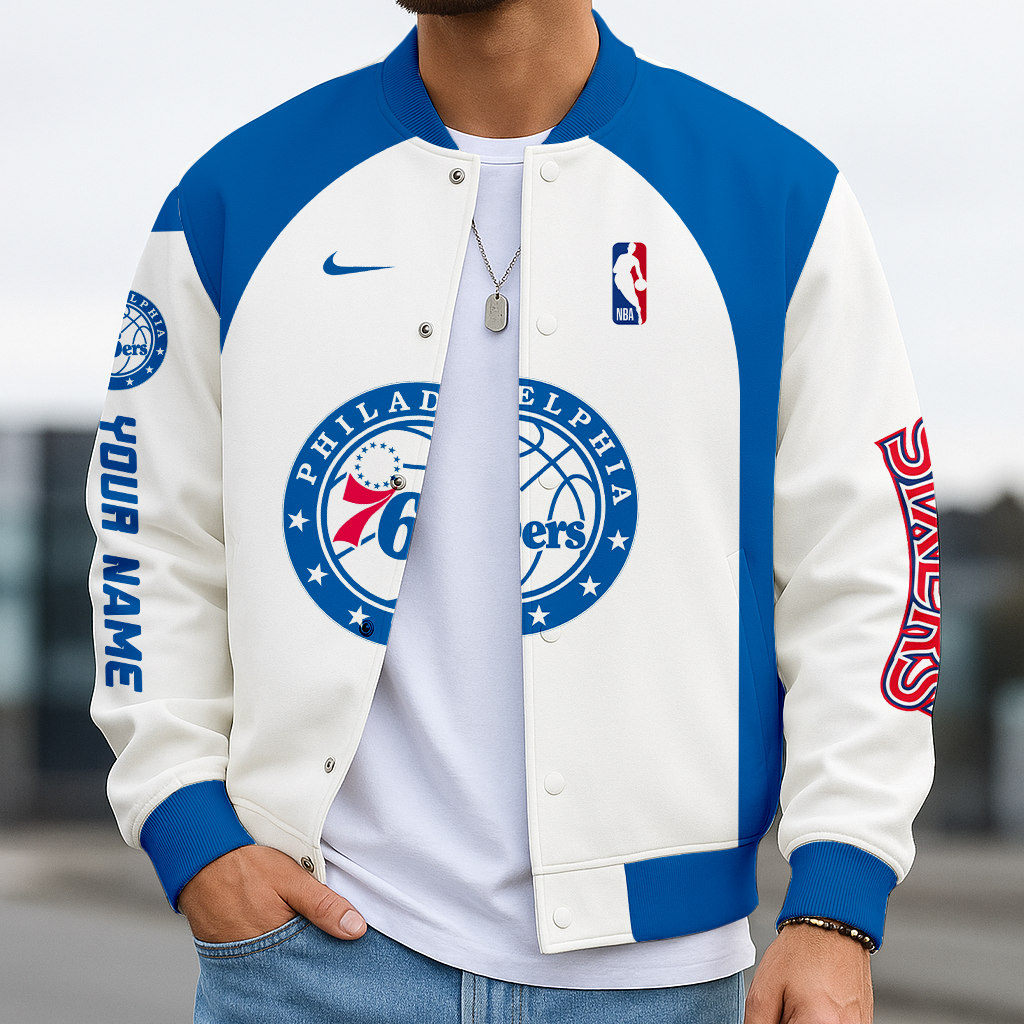 LIMITED EDITION - NEW CUSTOMIZED NBA26 P76 PHILADELPHIA 76ERS BASEBALL JACKET