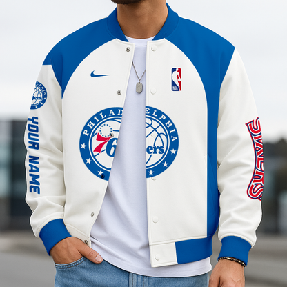 LIMITED EDITION - NEW CUSTOMIZED NBA26 P76 PHILADELPHIA 76ERS BASEBALL JACKET