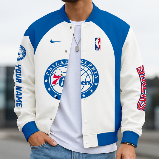 LIMITED EDITION - NEW CUSTOMIZED NBA26 P76 PHILADELPHIA 76ERS BASEBALL JACKET
