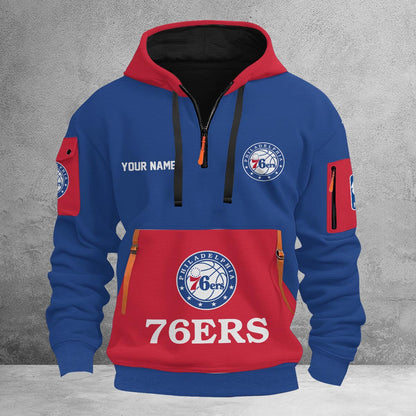 LIMITED EDITION - NEW CUSTOMIZED NBA26 P76 PHILADELPHIA 76ERS QUARTER ZIP HOODIE