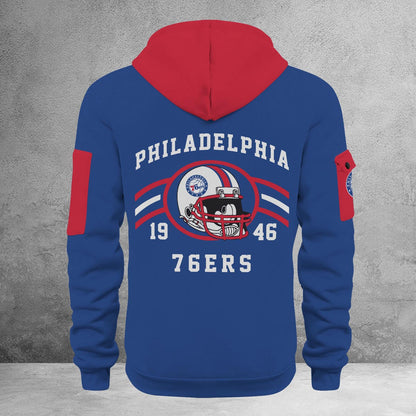 LIMITED EDITION - NEW CUSTOMIZED NBA26 P76 PHILADELPHIA 76ERS QUARTER ZIP HOODIE
