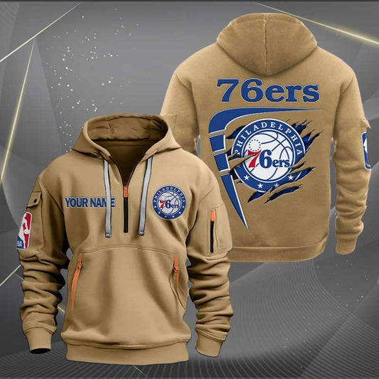 LIMITED EDITION - NEW CUSTOMIZED NBA26 P76 PHILADELPHIA 76ERS QUARTER ZIP HOODIE