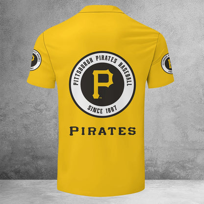 LIMITED EDITION - NEW CUSTOMIZED MLB29 PHP PITTSBURGH PIRATES ZIP POLO SHIRT