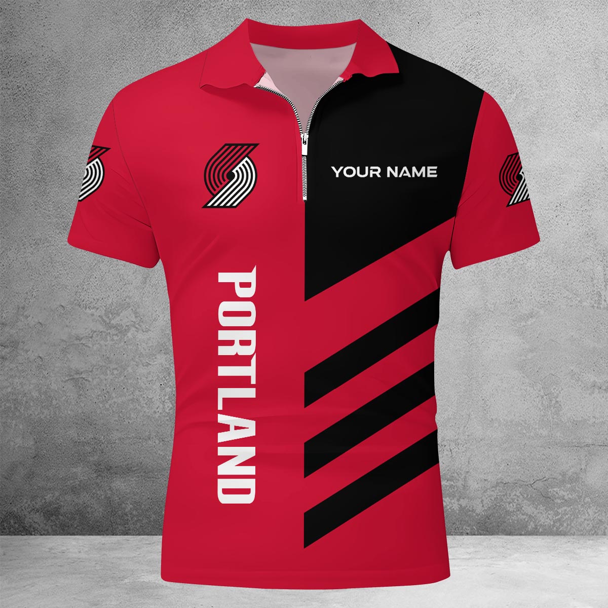 LIMITED EDITION - NEW CUSTOMIZED NBA22 PT PORTLAND TRAIL BLAZERS ZIP POLO SHIRT