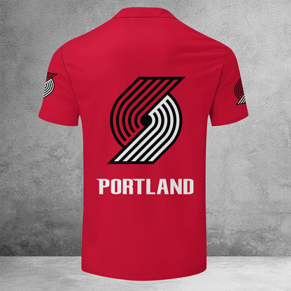 LIMITED EDITION - NEW CUSTOMIZED NBA22 PT PORTLAND TRAIL BLAZERS ZIP POLO SHIRT