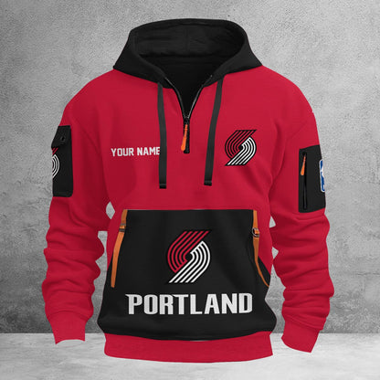 LIMITED EDITION - NEW CUSTOMIZED NBA22 PT PORTLAND TRAIL BLAZERS QUARTER ZIP HOODIE