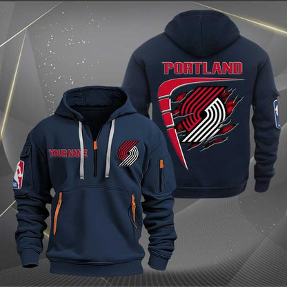 LIMITED EDITION - NEW CUSTOMIZED NBA22 PT PORTLAND TRAIL BLAZERS QUARTER ZIP HOODIE