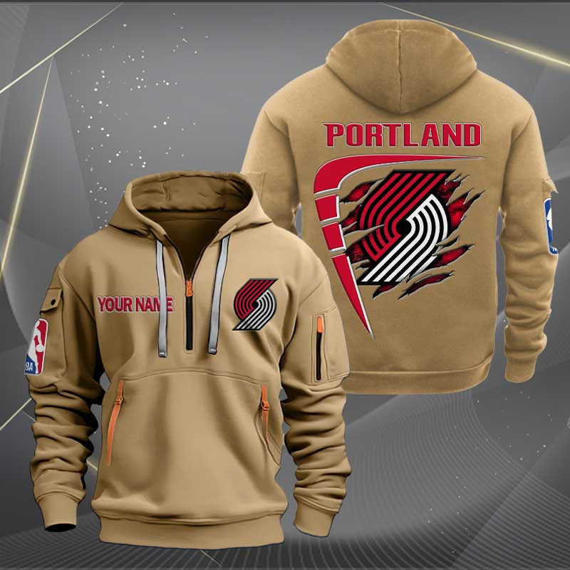 LIMITED EDITION - NEW CUSTOMIZED NBA22 PT PORTLAND TRAIL BLAZERS QUARTER ZIP HOODIE