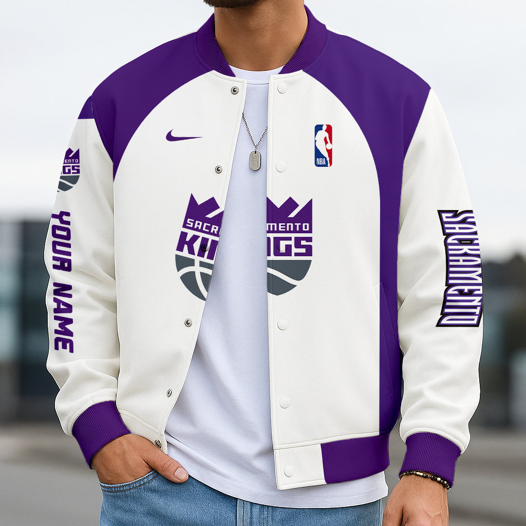 LIMITED EDITION - NEW CUSTOMIZED NBA16 SK SACRAMENTO KINGS BASEBALL JACKET