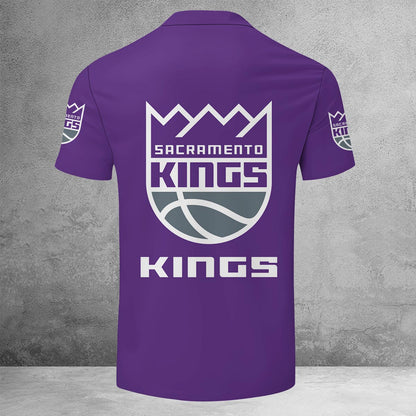 LIMITED EDITION - NEW CUSTOMIZED NBA16 SK SACRAMENTO KINGS ZIP POLO SHIRT