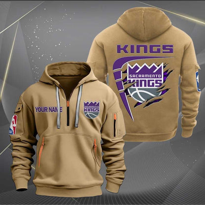 LIMITED EDITION - NEW CUSTOMIZED NBA16 SK SACRAMENTO KINGS QUARTER ZIP HOODIE