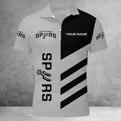 LIMITED EDITION - NEW CUSTOMIZED NBA23 SA SAN ANTONIO SPURS ZIP POLO SHIRT