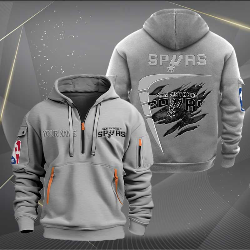 LIMITED EDITION - NEW CUSTOMIZED NBA23 SA SAN ANTONIO SPURS QUARTER ZIP HOODIE