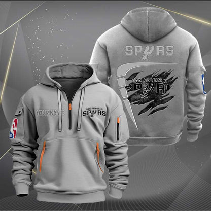 LIMITED EDITION - NEW CUSTOMIZED NBA23 SA SAN ANTONIO SPURS QUARTER ZIP HOODIE