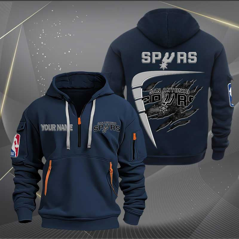 LIMITED EDITION - NEW CUSTOMIZED NBA23 SA SAN ANTONIO SPURS QUARTER ZIP HOODIE