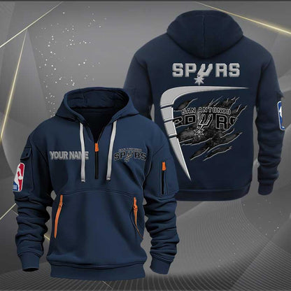 LIMITED EDITION - NEW CUSTOMIZED NBA23 SA SAN ANTONIO SPURS QUARTER ZIP HOODIE
