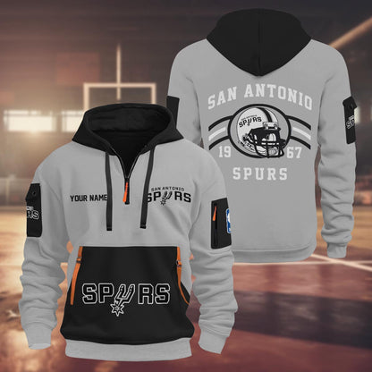 LIMITED EDITION - NEW CUSTOMIZED NBA23 SA SAN ANTONIO SPURS QUARTER ZIP HOODIE