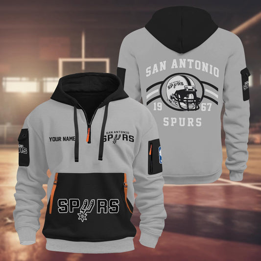 LIMITED EDITION - NEW CUSTOMIZED NBA23 SA SAN ANTONIO SPURS QUARTER ZIP HOODIE