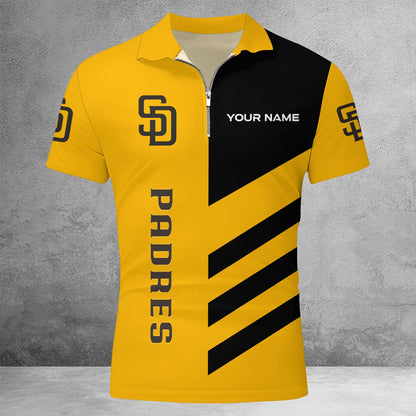 LIMITED EDITION - NEW CUSTOMIZED MLB18 SDP SAN DIEGO PADRES ZIP POLO SHIRT
