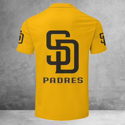 LIMITED EDITION - NEW CUSTOMIZED MLB18 SDP SAN DIEGO PADRES ZIP POLO SHIRT