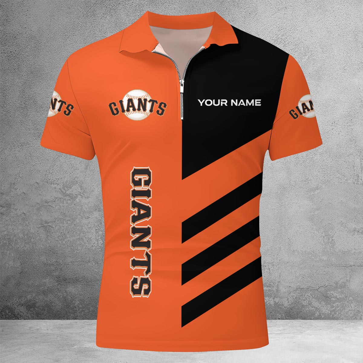 LIMITED EDITION - NEW CUSTOMIZED MLB06 SFG SAN FRANCISCO GIANTS ZIP POLO SHIRT