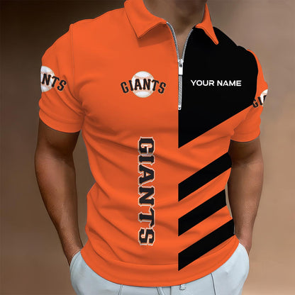 LIMITED EDITION - NEW CUSTOMIZED MLB06 SFG SAN FRANCISCO GIANTS ZIP POLO SHIRT
