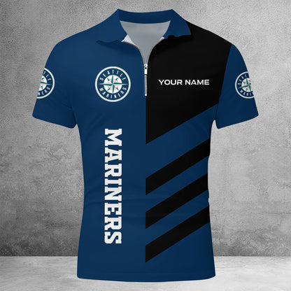 LIMITED EDITION - NEW CUSTOMIZED MLB14 SMS SEATTLE MARINERS ZIP POLO SHIRT
