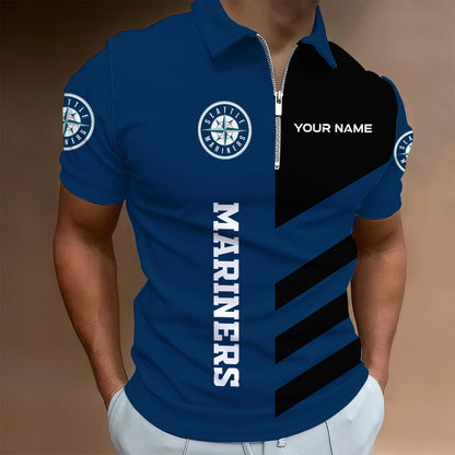 LIMITED EDITION - NEW CUSTOMIZED MLB14 SMS SEATTLE MARINERS ZIP POLO SHIRT