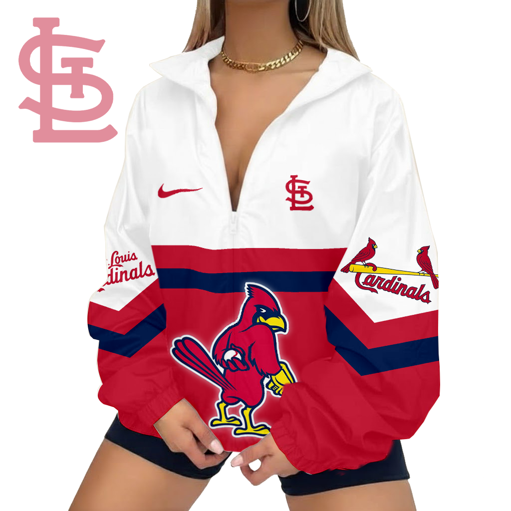 LIMITED EDITION - NEW CUSTOMIZED MLB24 SLC ST. LOUIS CARDINALS V-NECK ZIPPER SWEATSHIRT JACKET