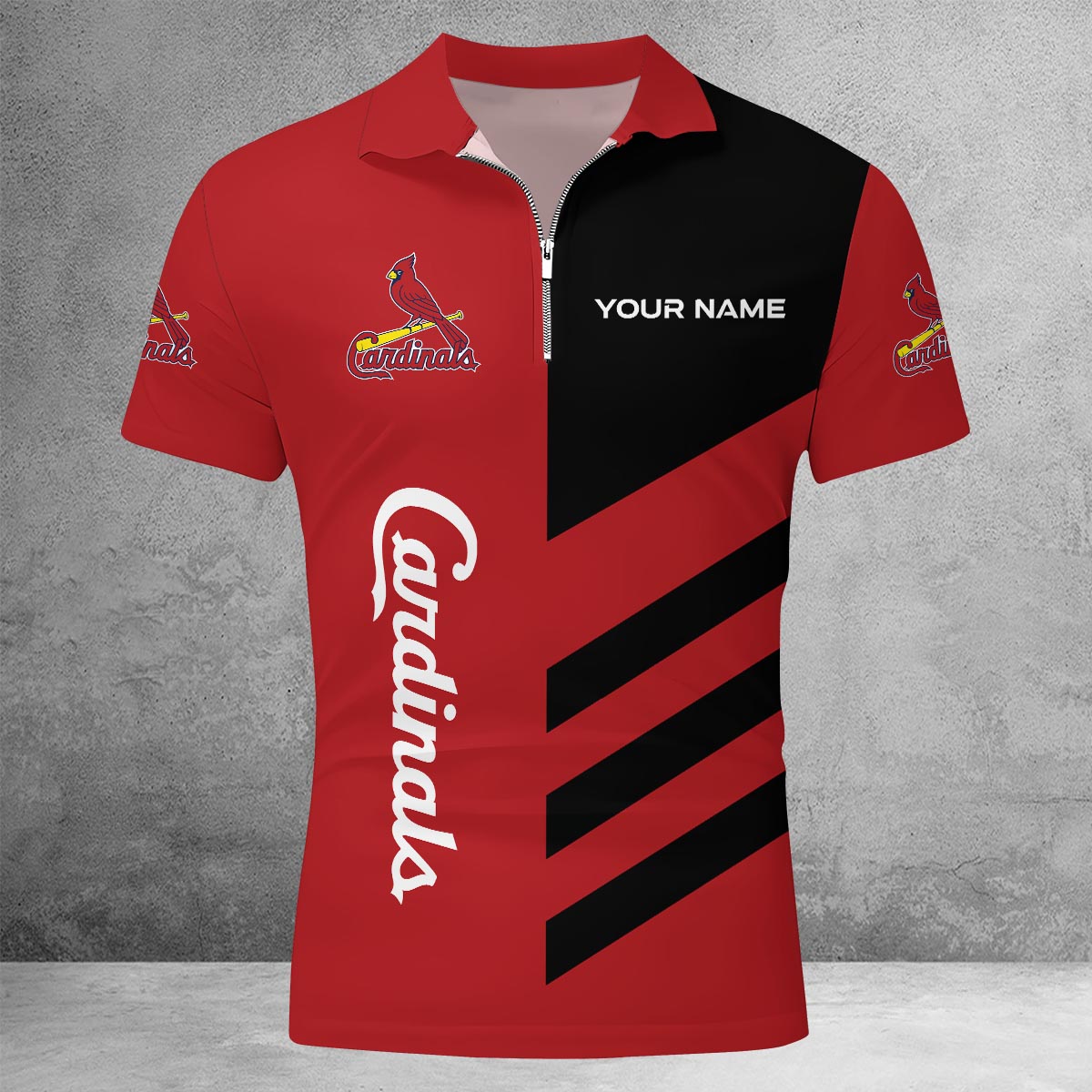 LIMITED EDITION - NEW CUSTOMIZED MLB24 SLC ST. LOUIS CARDINALS ZIP POLO SHIRT