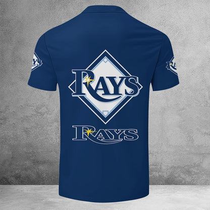 LIMITED EDITION - NEW CUSTOMIZED MLB21 TBR TAMPA BAY RAYS ZIP POLO SHIRT