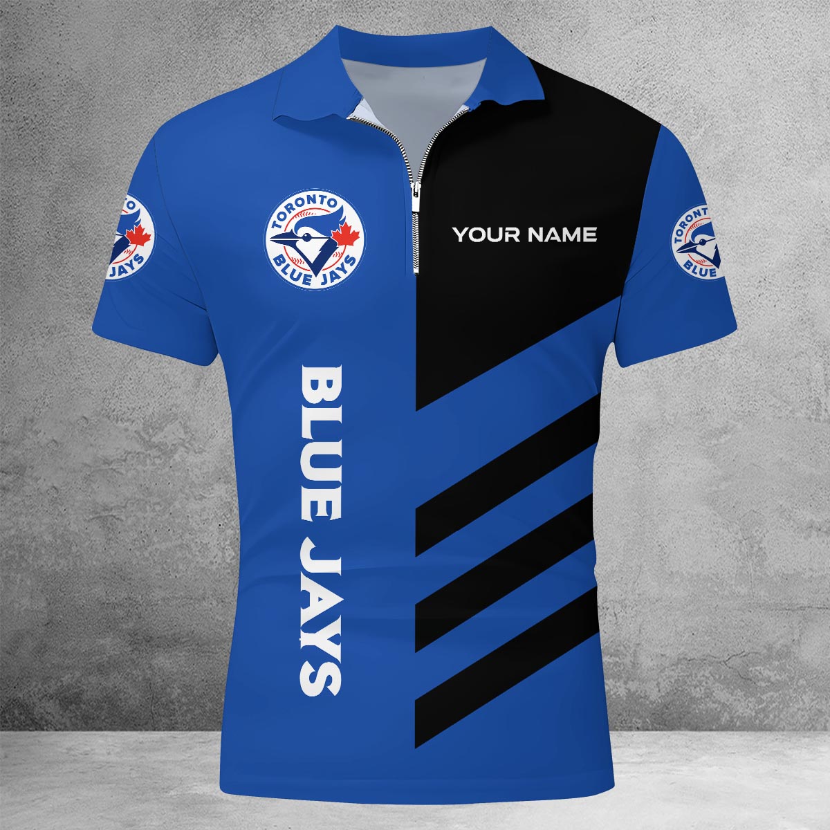 LIMITED EDITION - NEW CUSTOMIZED MLB12 TBJ TORONTO BLUE JAYS ZIP POLO SHIRT