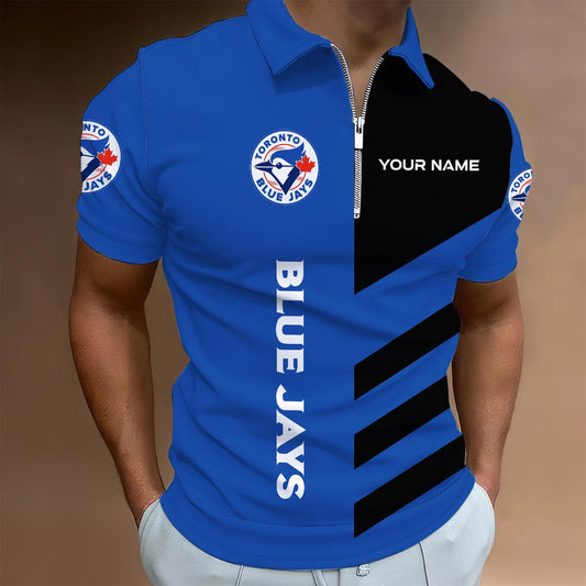 LIMITED EDITION - NEW CUSTOMIZED MLB12 TBJ TORONTO BLUE JAYS ZIP POLO SHIRT