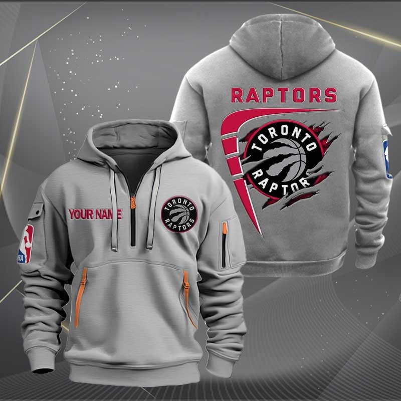LIMITED EDITION - NEW CUSTOMIZED NBA24 TR TORONTO RAPTORS QUARTER ZIP HOODIE