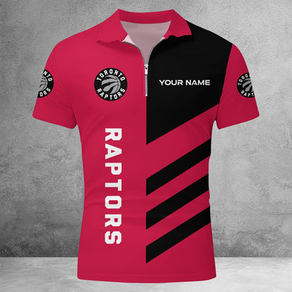 LIMITED EDITION - NEW CUSTOMIZED NBA24 TR TORONTO RAPTORS ZIP POLO SHIRT