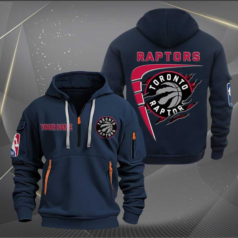 LIMITED EDITION - NEW CUSTOMIZED NBA24 TR TORONTO RAPTORS QUARTER ZIP HOODIE
